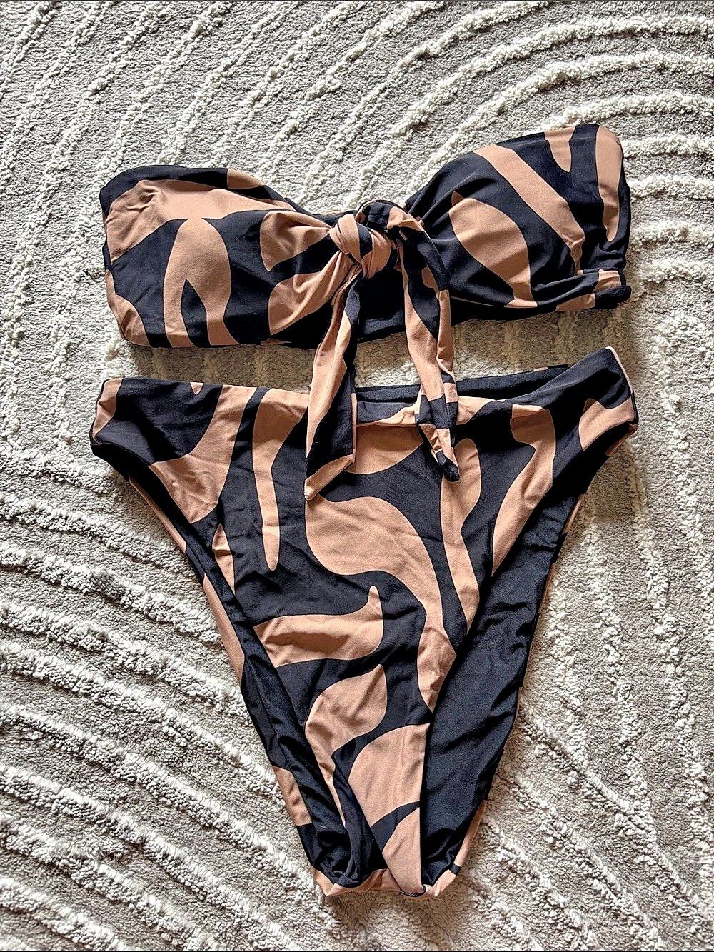 VYB Bandeau Bikini Set Black & Brown Size Small